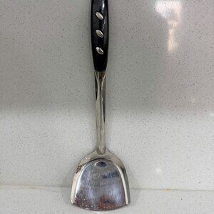 Stainless Steel Turner Spatula | Slotted Kitchen Spatula | Black Handle Cooking